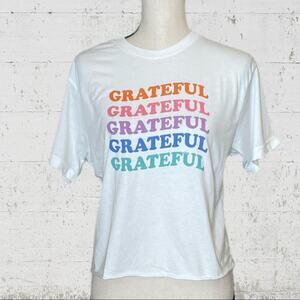 Miken Flow Cropped Grateful Graphic Short Sleeve T Shirt Size Medium